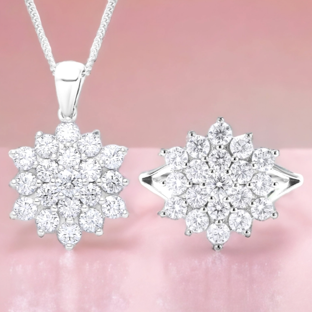 🔥PRICE DROP🔥NWT 4CT MOISSANITE RING & NECKLACE IN RHODIUM OVER STERLING SILVER